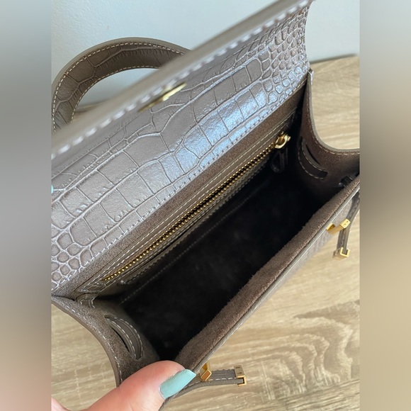 Teddy Blake Ava Croco Gold 9” Beige Purse - Picture 4 of 5